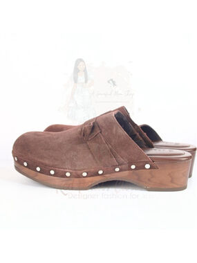 Splendid Olive Women Suede Clogs Brown Size 8